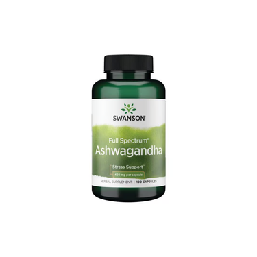 A bottle of Swanson Ashwagandha, labeled
